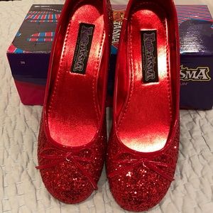 Red sparkly flats size 9 worn once